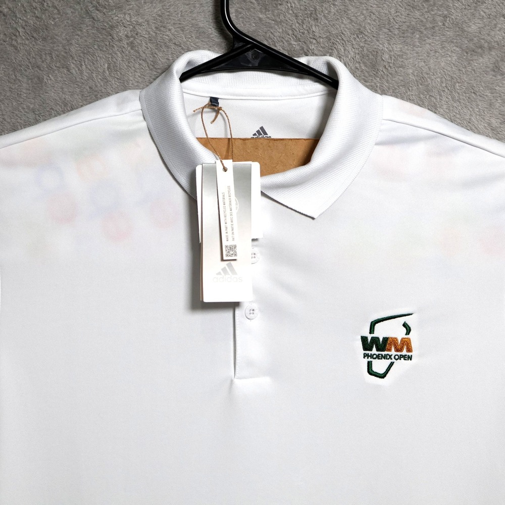 Adidas Polo Shirt Mens Small White Adi Perf WM Phoenix Open Golf Preppy GQ3124
